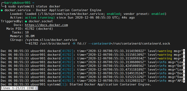 MongoDB Docker 1.8 - Comprobación del estado de la instalación de Docker