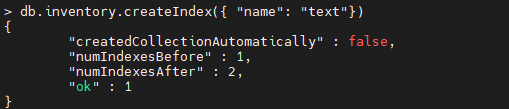 Índice de texto Crea de MongoDB.
