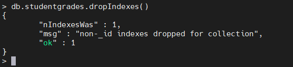 Ejemplo de cómo eliminar todos los índices de MongoDB.