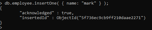 Crea colecciones e inserta datos en MongoDB Shell