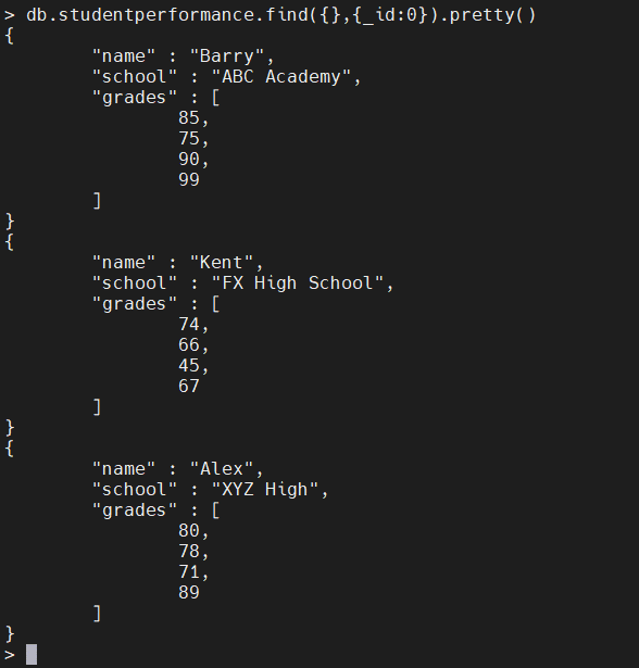 Creando un conjunto de datos de índice multiclave en MongoDB.