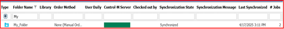 carpeta se está desplegada con éxito en Control-M
