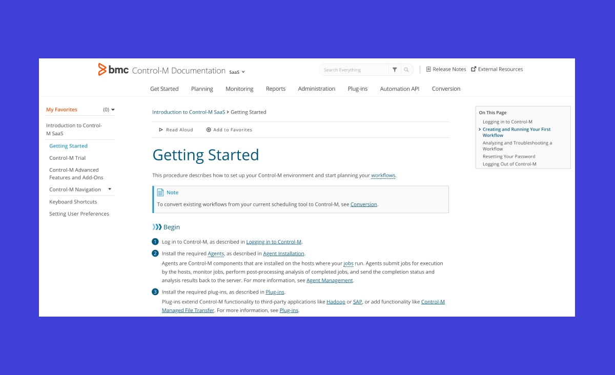 How to create and run your first workflow with Control-M job scheduling software.