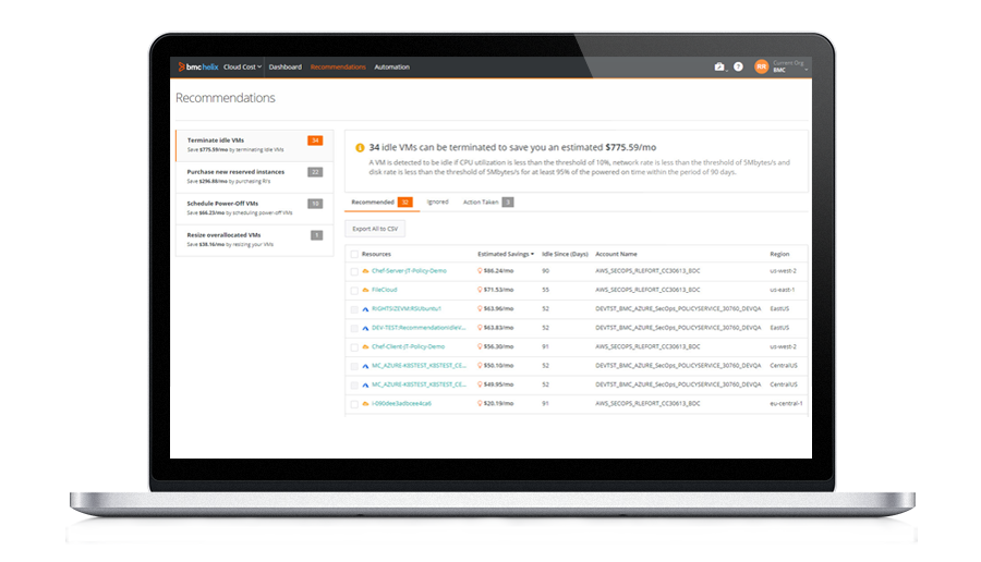 Acciones automatizadas para la optimización de máquinas virtuales